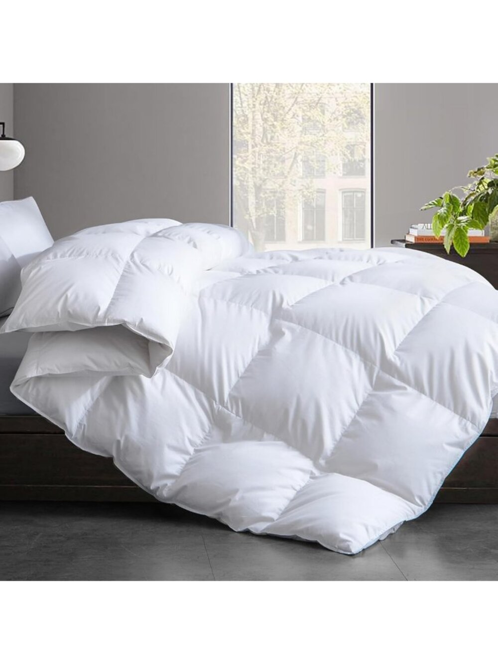 Cozy Queen Comforter Insert - Soft Feather & Down Fiber, 100% Cotton Cover